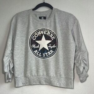Converse All Star Sweater Kids Medium 10/12 Yrs Gray Logo Graphic Chuck Taylor